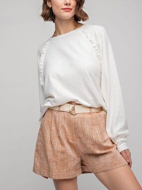 E17 High-Rise Linen-Blend Cappuccino Shorts